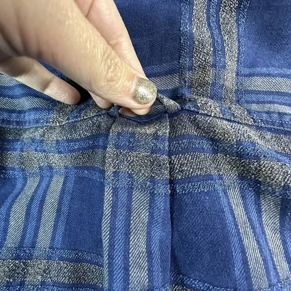 32 Bar Blues Shirt Mens Large Blue Plaid Textured Long Sleeve Button Down Shirt - Picture 8 of 13